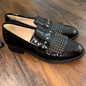 Botkier Victoria Black Patent Leather Studded Flats